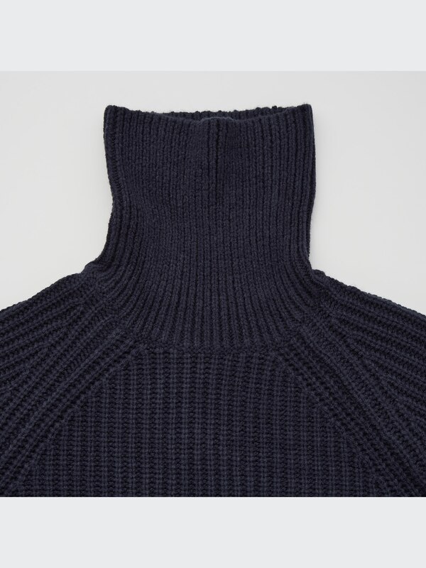 Low-Gauge Knit Turtleneck Long-Sleeve Mini Dress
