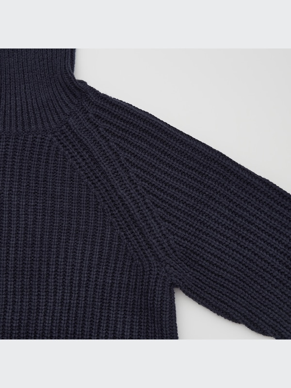Low-Gauge Knit Turtleneck Long-Sleeve Mini Dress