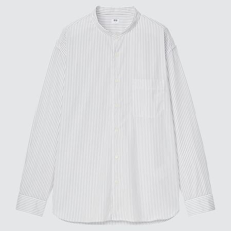 Men Extra Fine Cotton Broadcloth Striped Shirt (Grandad Collar)