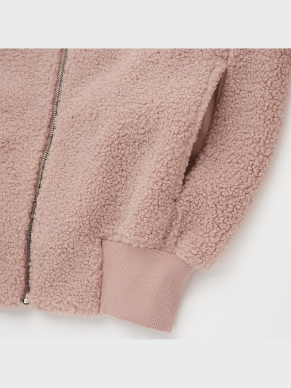 Pile-Lined Fleece Cropped Full-Zip Long-Sleeve Jacket