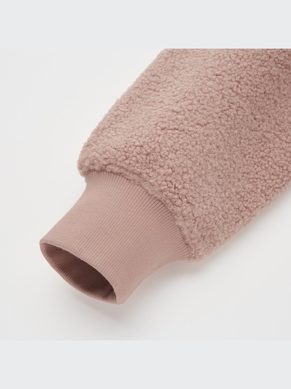 Pile-Lined Fleece Cropped Full-Zip Long-Sleeve Jacket