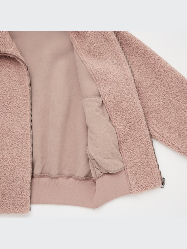 Pile-Lined Fleece Cropped Full-Zip Long-Sleeve Jacket