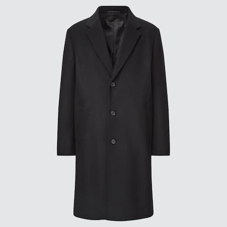 Men Wool Cashmere Chesterfield Coat, Uniqlo Grey Pea Coats