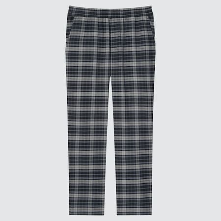 MEN Flannel Stretch Patterned Easy Ankle Length Trousers