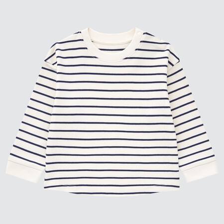 Babies Toddler Soft Touch Striped Crew Neck Long Sleeved Top