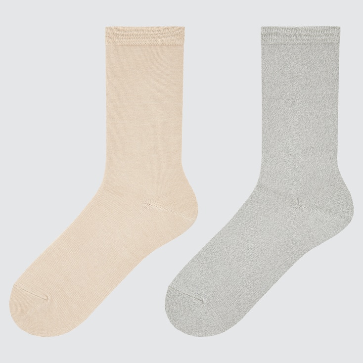 Women Heattech Socks (2 Pairs), Natural, Large