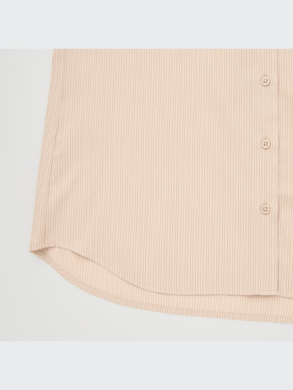 Rayon Striped Long-Sleeve Blouse