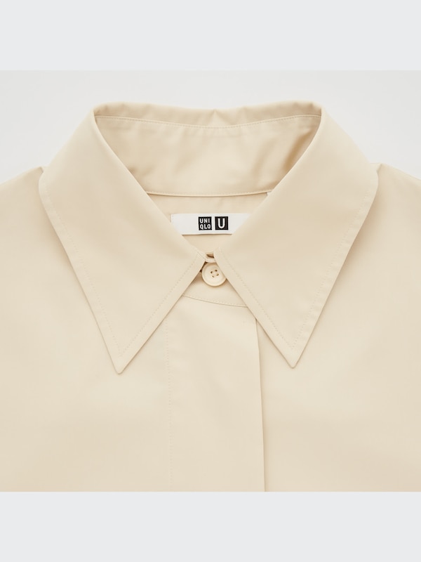 U Satin Blended Long-Sleeve Shirt Jacket