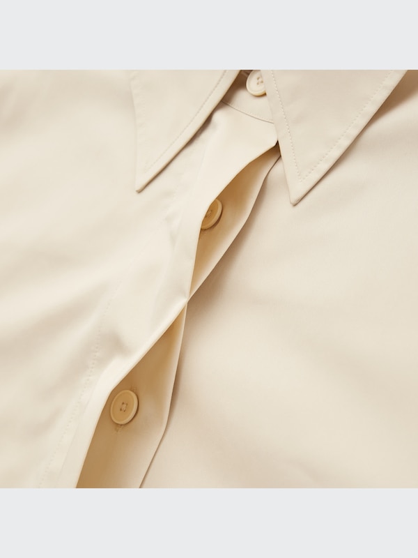 U Satin Blended Long-Sleeve Shirt Jacket
