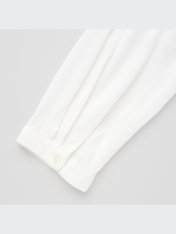 Rayon Georgette Band Collar Long-Sleeve Shirt (Hana Tajima)