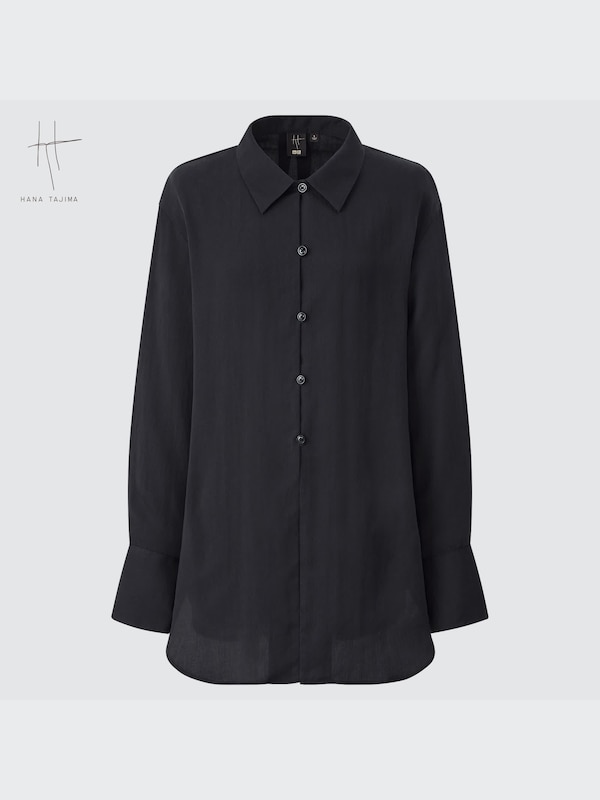 Relaxed Long-Sleeve Long Shirt (Hana Tajima)