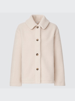 PILE-LINED FLEECE SINGLE BREASTED SHORT COAT