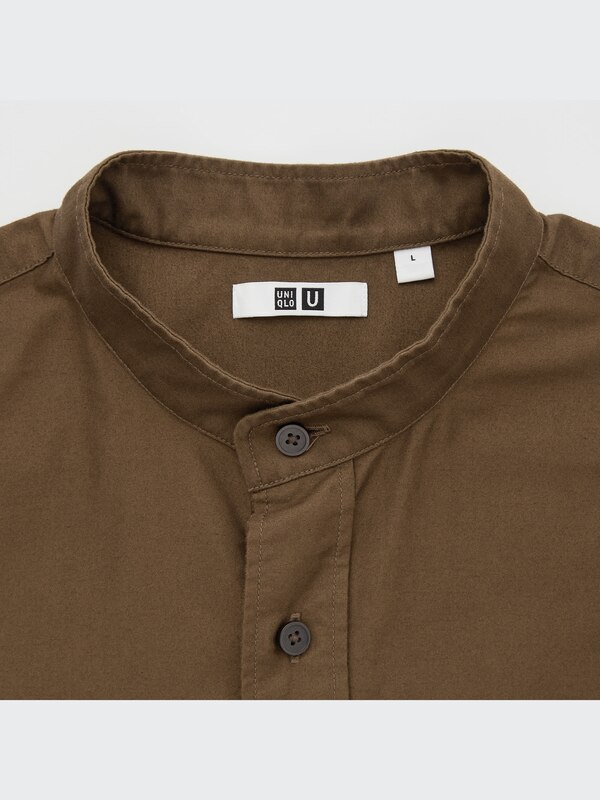 U Oversized Stand Collar Long-Sleeve Shirt