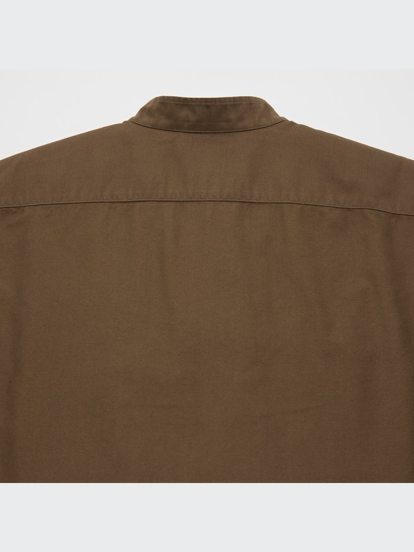 U Oversized Stand Collar Long-Sleeve Shirt