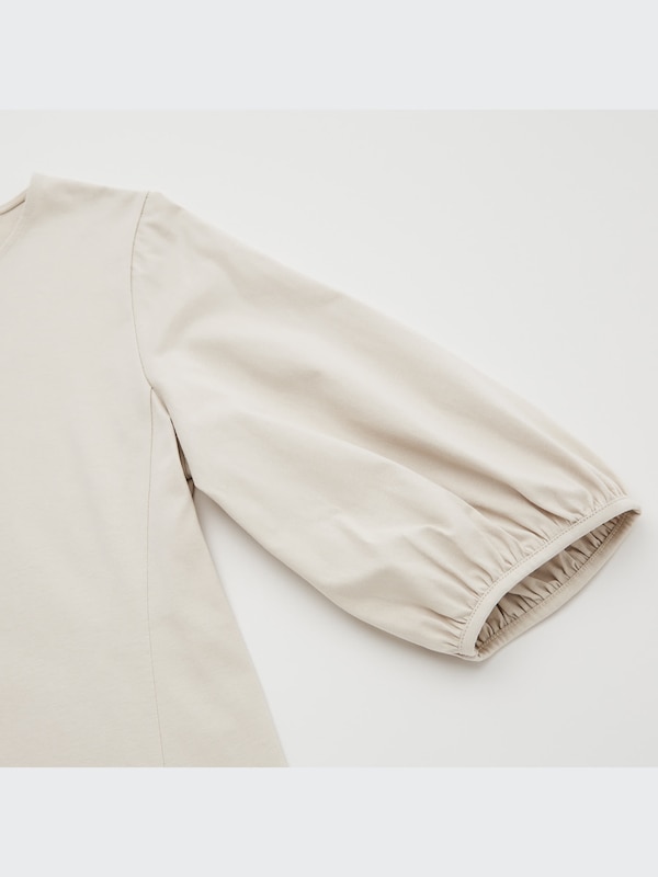 Mercerized Cotton 3/4-Sleeve Flare Dress
