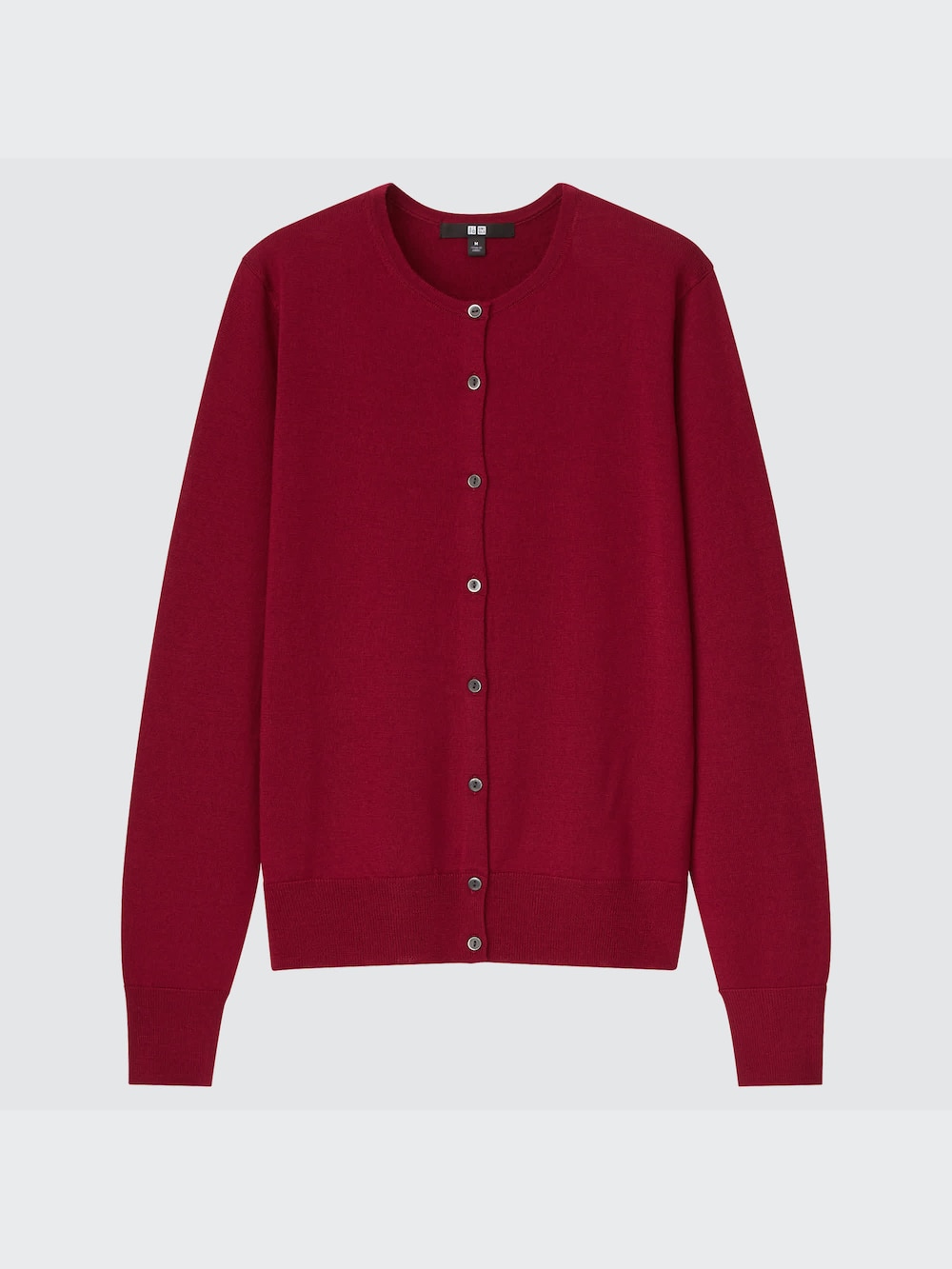 Uniqlo Extra Fine Merino crew neck cardigan in red