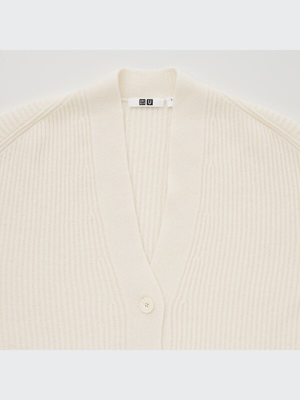 U Premium Lambswool Ribbed Long-Sleeve Cardigan