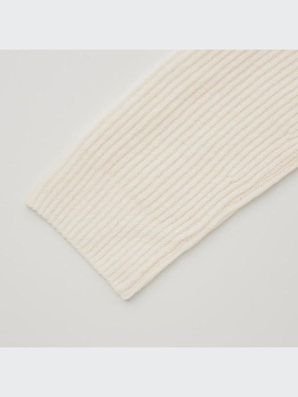 U Premium Lambswool Ribbed Long-Sleeve Cardigan