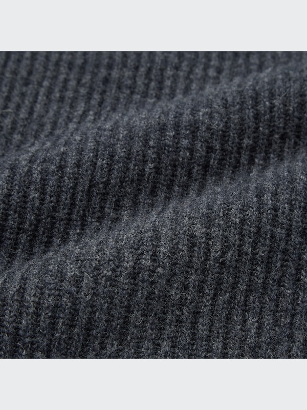 U Premium Lambswool Ribbed Long-Sleeve Cardigan