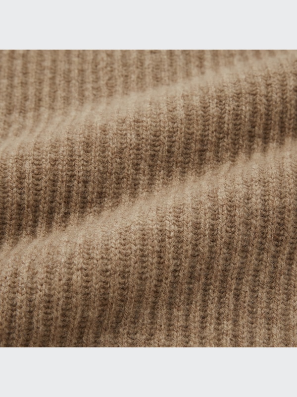 U Premium Lambswool Ribbed Long-Sleeve Cardigan