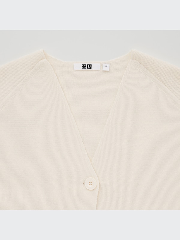 U Merino-Blend Cropped Long-Sleeve Cardigan
