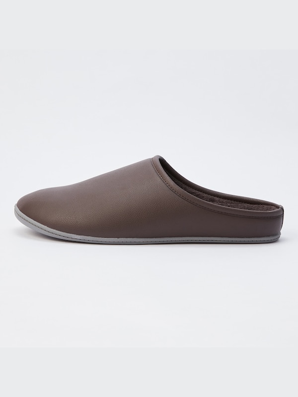 Faux Leather Washable Rubber-Soled Slippers