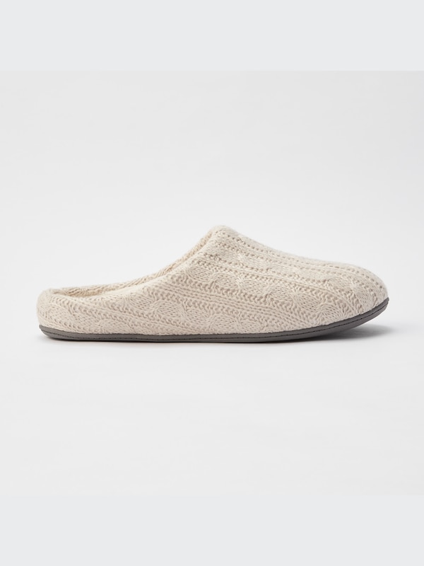 Washable Cable Knit Rubber-Soled Slippers