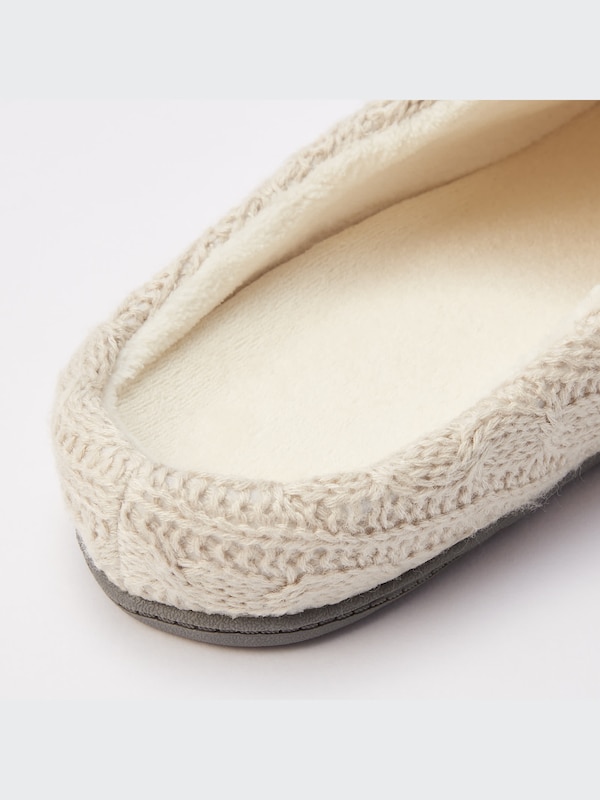 Washable Cable Knit Rubber-Soled Slippers
