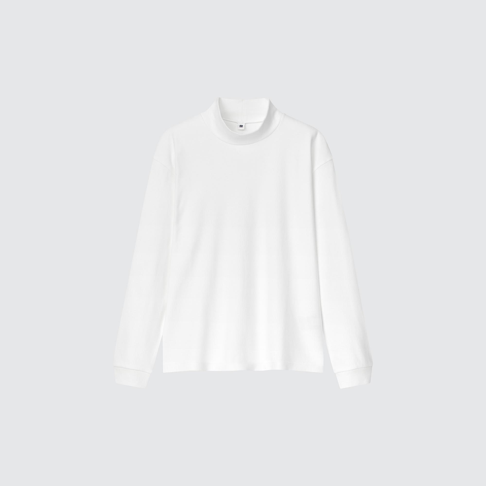 SMOOTH STRETCH COTTON TURTLENECK LONG SLEEVE T-SHIRT