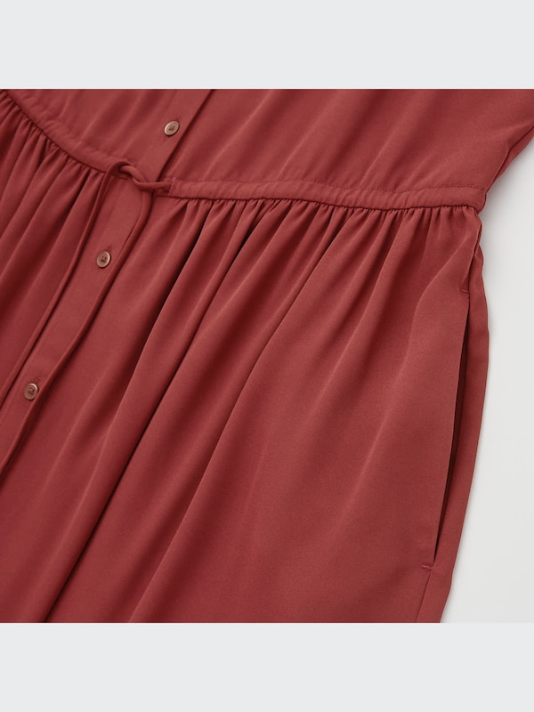 Drawstring 3/4-Sleeve Long Dress
