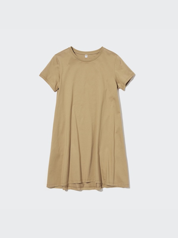 Mercerized Cotton Short-Sleeve Mini Dress