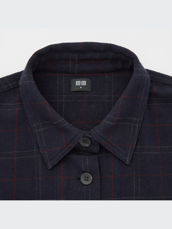 Heavy Flannel Cropped Long-Sleeve Shirt Jacket