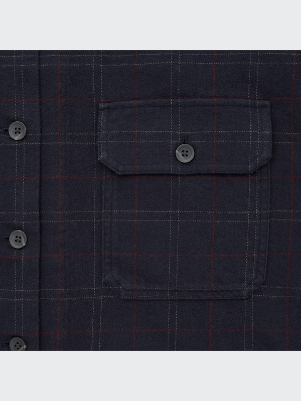 Heavy Flannel Cropped Long-Sleeve Shirt Jacket