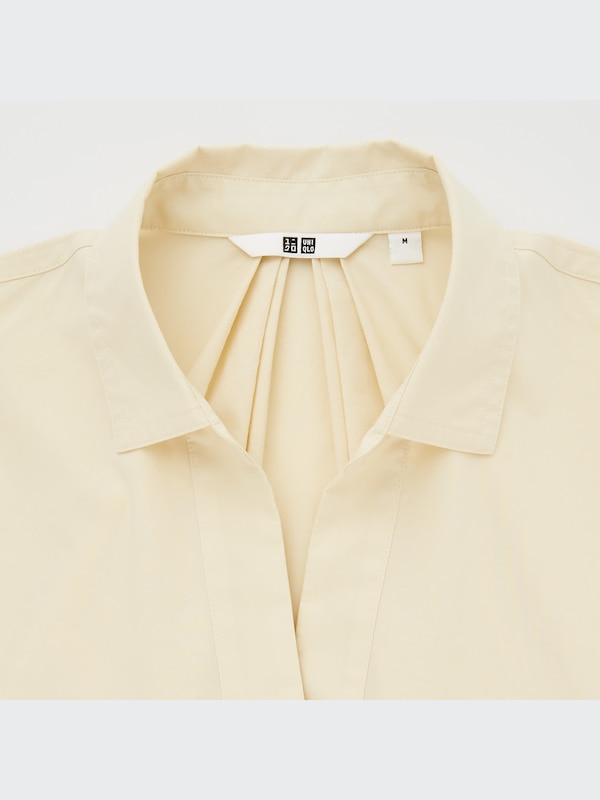 Cotton Relaxed Skipper Collar 3/4-Sleeve Shirt