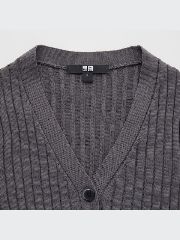 Extra Fine Merino Ribbed V-Neck Cardigan