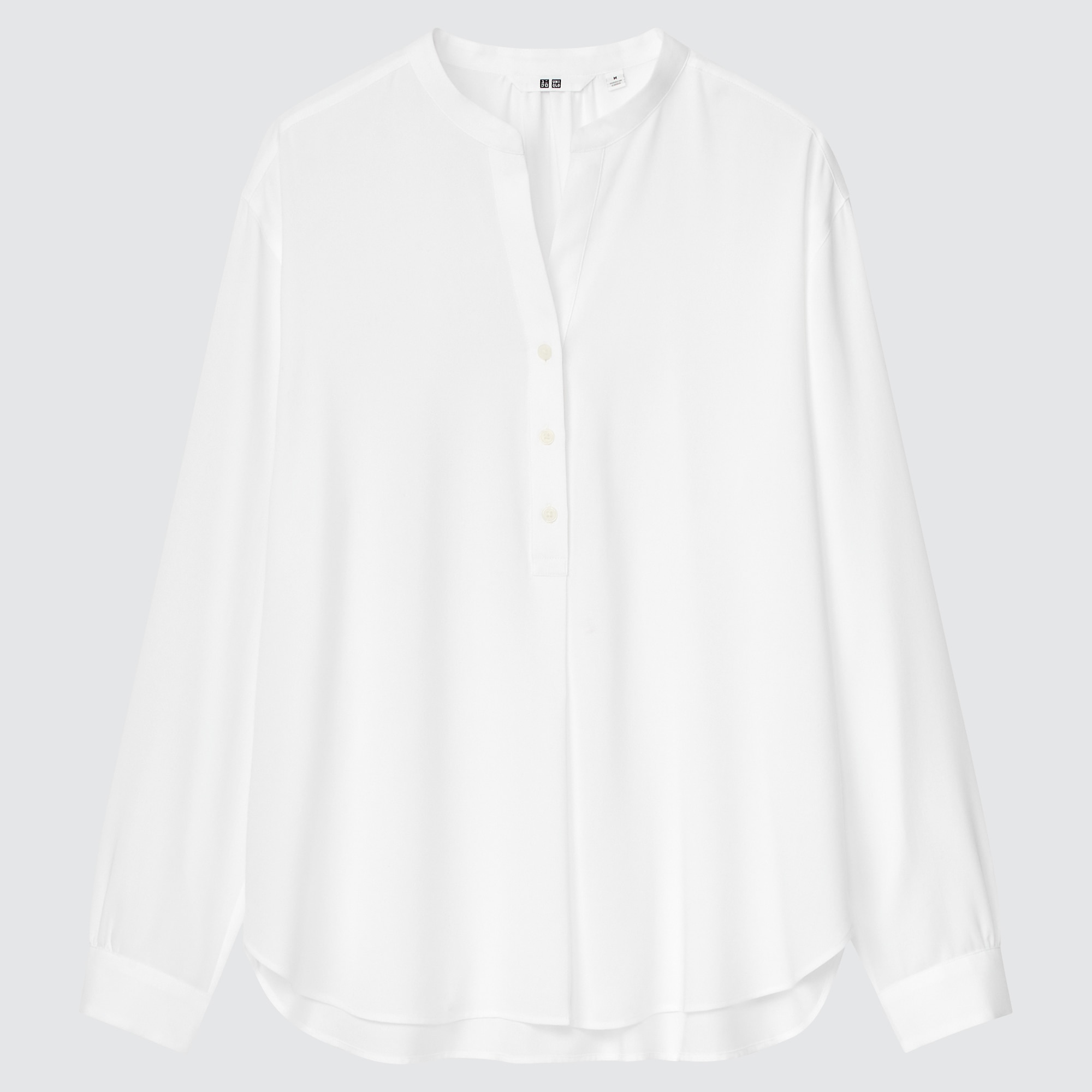 Rayon Relaxed Long-Sleeve Blouse