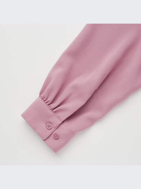 Rayon Relaxed Long-Sleeve Blouse