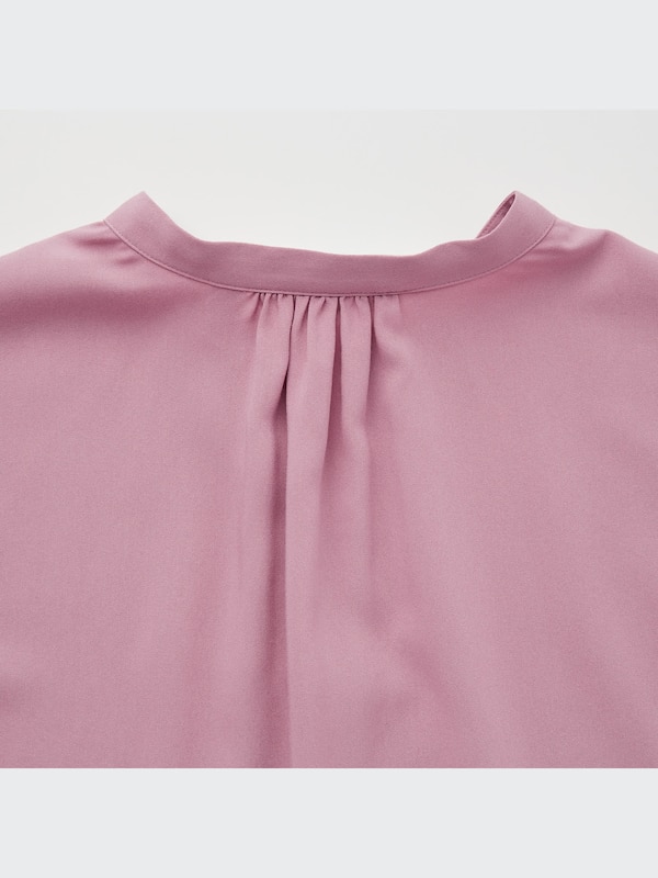 Rayon Relaxed Long-Sleeve Blouse