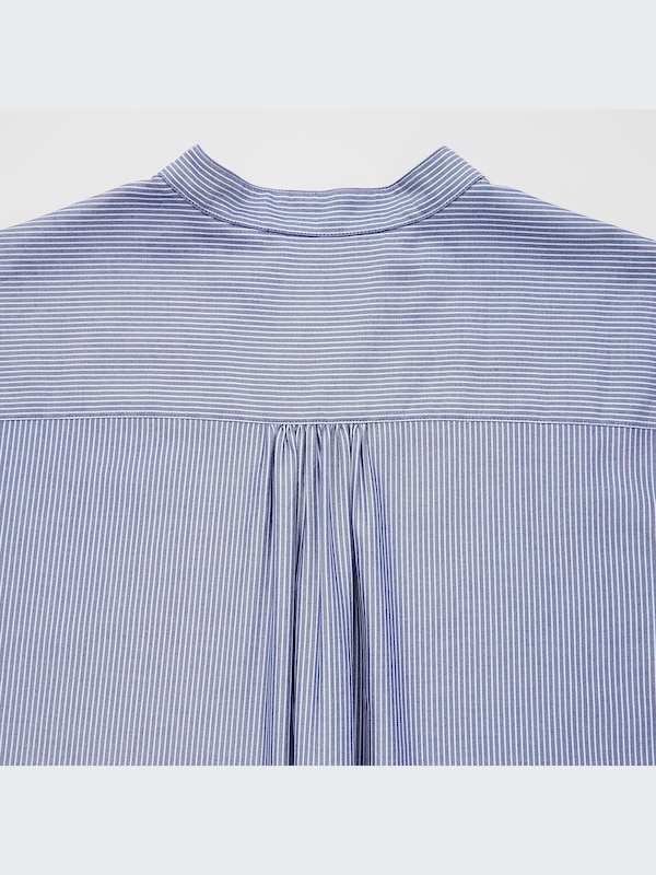 Cotton Twill Stand Collar Long-Sleeve Shirt