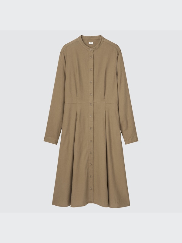 Soft Flannel Long-Sleeve Flare Dress