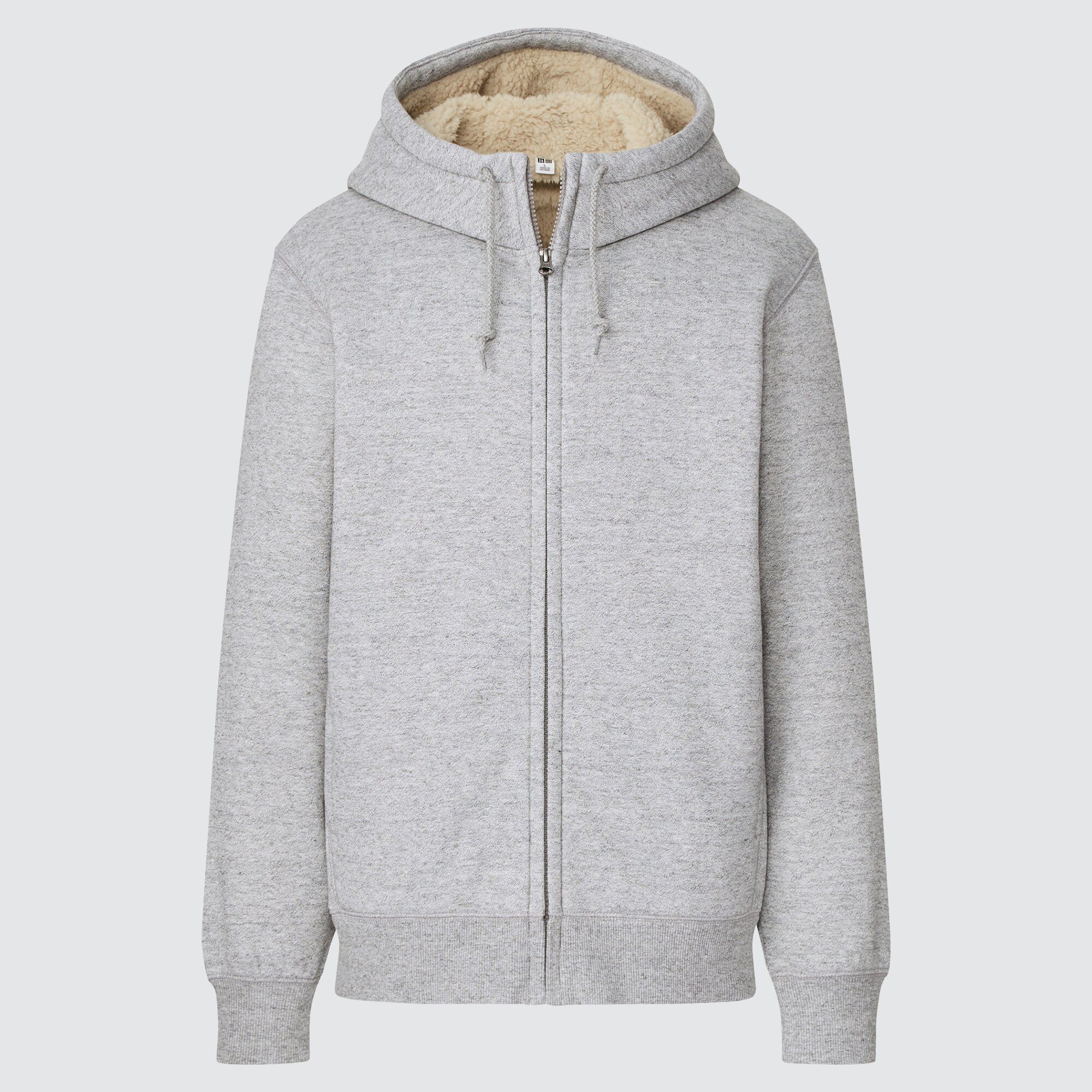 pile lined sweat full zip hoodie