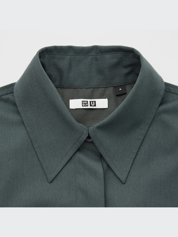U Drawstring Long-Sleeve Shirt Dress