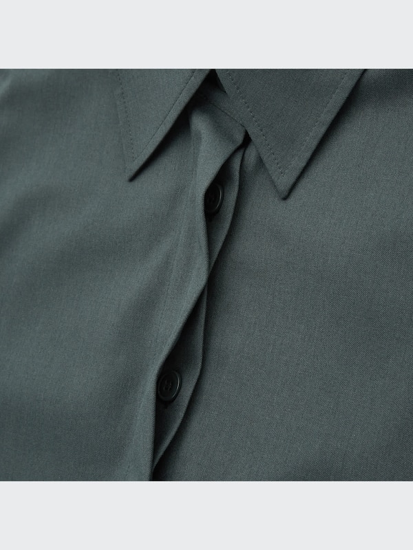 U Drawstring Long-Sleeve Shirt Dress