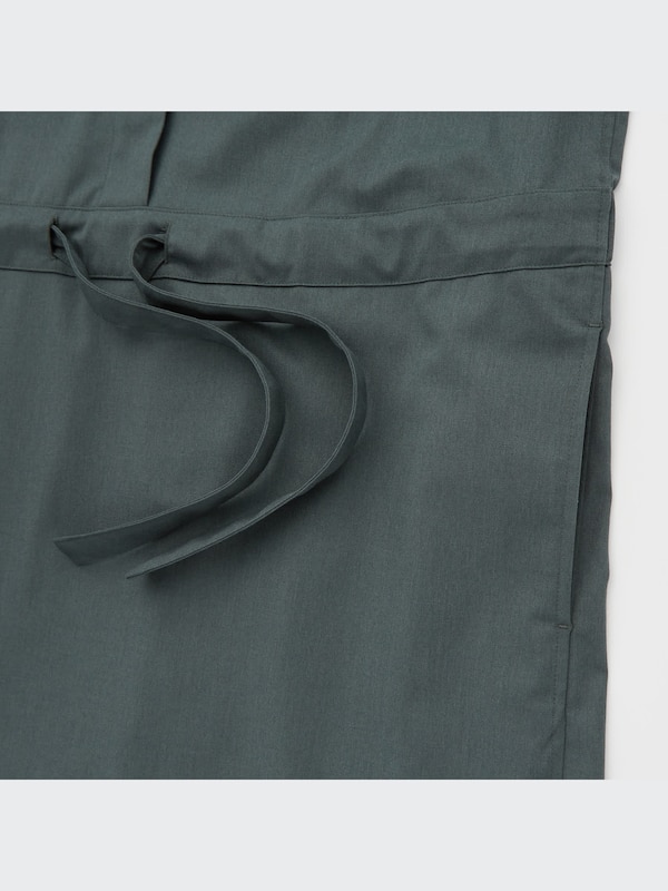 U Drawstring Long-Sleeve Shirt Dress