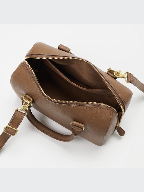 Faux Leather 2-Way Boston Bag