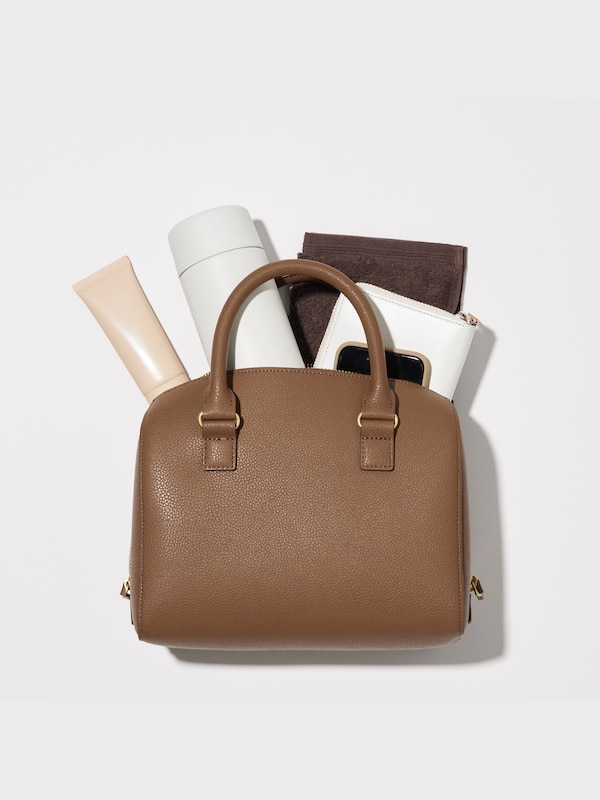 Faux Leather 2-Way Boston Bag