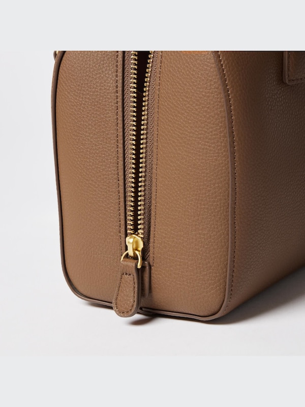 Faux Leather 2-Way Boston Bag