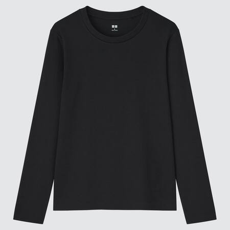 Women Smooth Cotton Stretch Crew Neck Long Sleeved T-Shirt