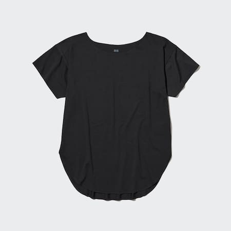 Damen Langes nahtloses AIRism T-Shirt mit Boot-Ausschnitt