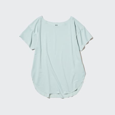 T-Shirt Long AIRism Sans Coutures Encolure Bateau Femme